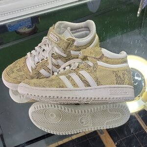 Adidas Kids Tan and White Snake Print Sneakers